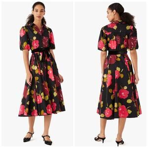 Kate Spade Black Floral Midi Dress